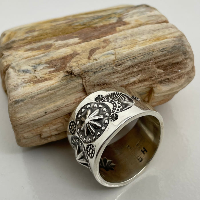 Traditional Stamped Navajo Silver Ring, by Ivan Howard