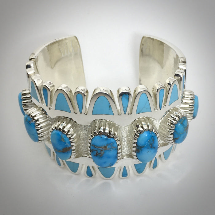 Morenci Turquoise and Silver Cuff Bracelet, by Vernon Haskie