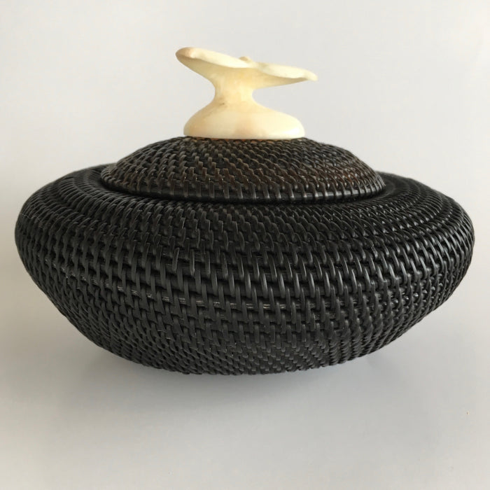 Baleen Basket with Walrus Ivory Finial, by Don Johnston