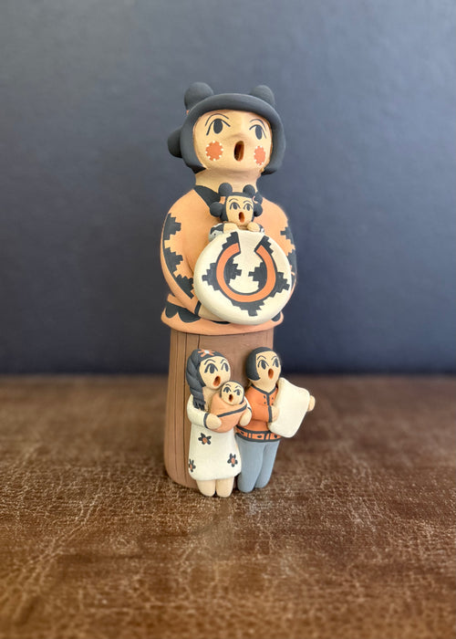 Standing Jemez Pueblo Storyteller Clay Doll, by Chrislyn Fragua