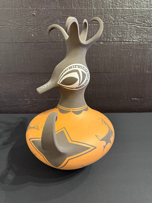 Zuni Duck Black on Redware Pottery Sculpture, by Anderson Peynetsa