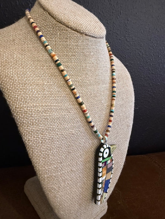 Hummingbird on Heishi Necklace, by Mary L. Tafoya