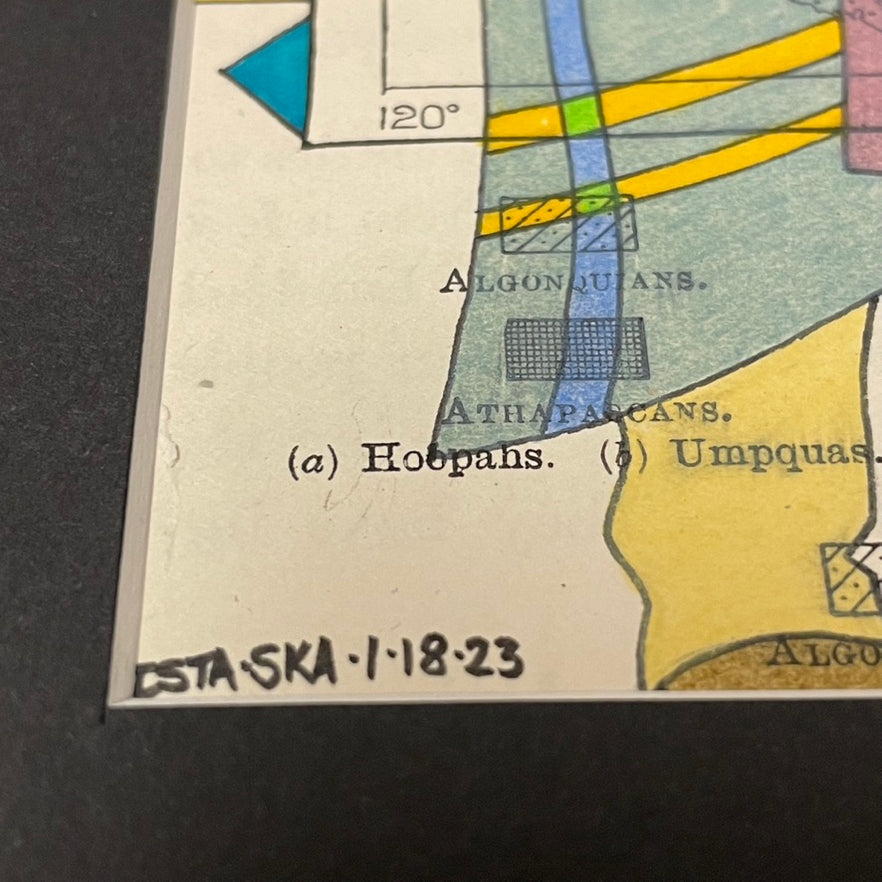 Ledger Art on Antique Maps at Raven Makes Gallery