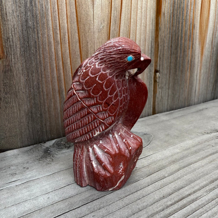 Zuni Eagle Fetish Carving, by Derrick Kaamasee