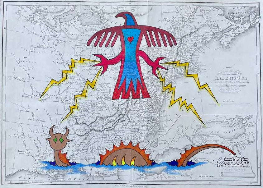 Bawaaganag, (Guardians, Thunderbird and Underwater Panther,) 1816 Map, by James 'Bud' Day