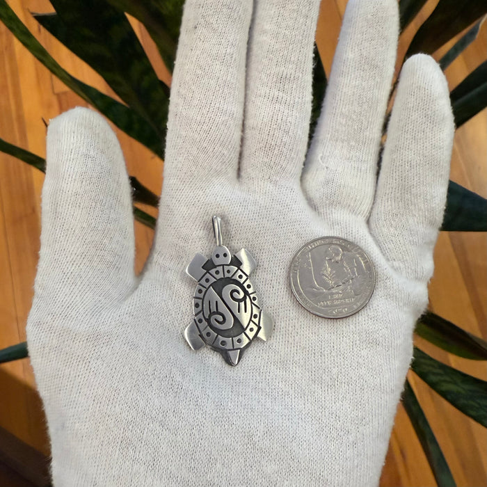 Balanced Turtle Hopi Silver Pendant, by Riley Polequaptewa
