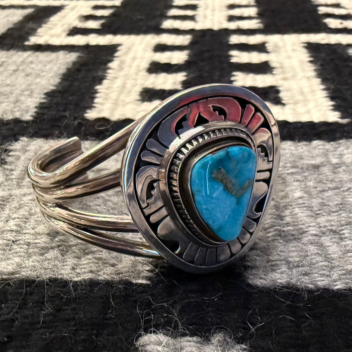 Kingman Turquoise and Silver Bracelet, by Leonard Nez