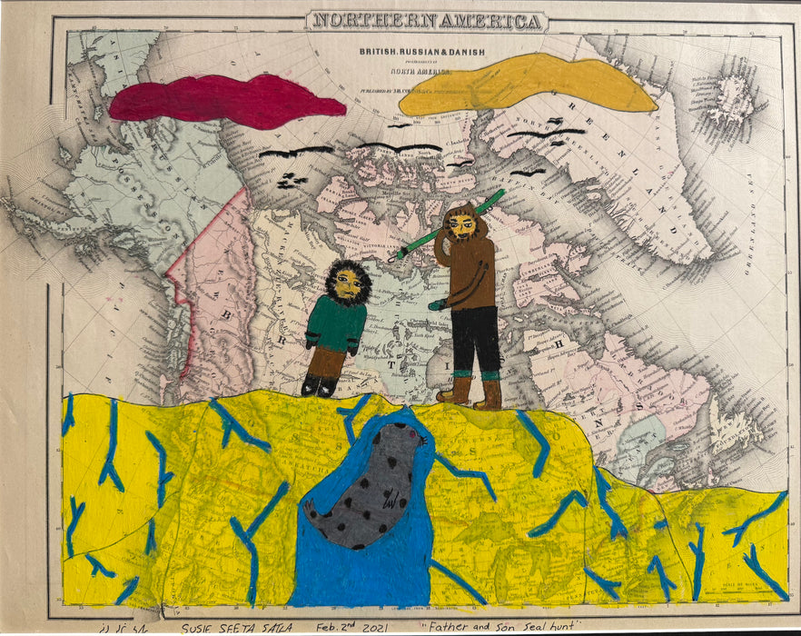 Father and Son Seal Hunt, 1857 Map, by Susie Sita Saila