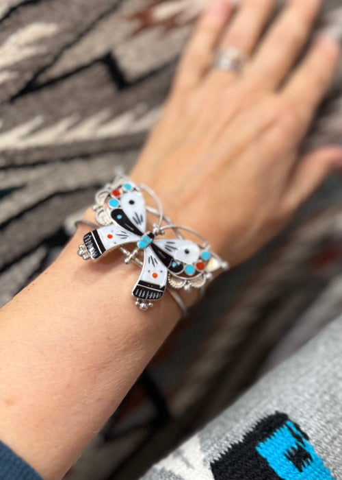 Zuni Inlay Butterfly Bracelet, by Lyndon Ahiyite