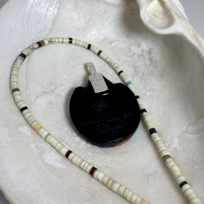 Mosaic Pendant and Heishi Necklace, by Mary Louise Tafoya