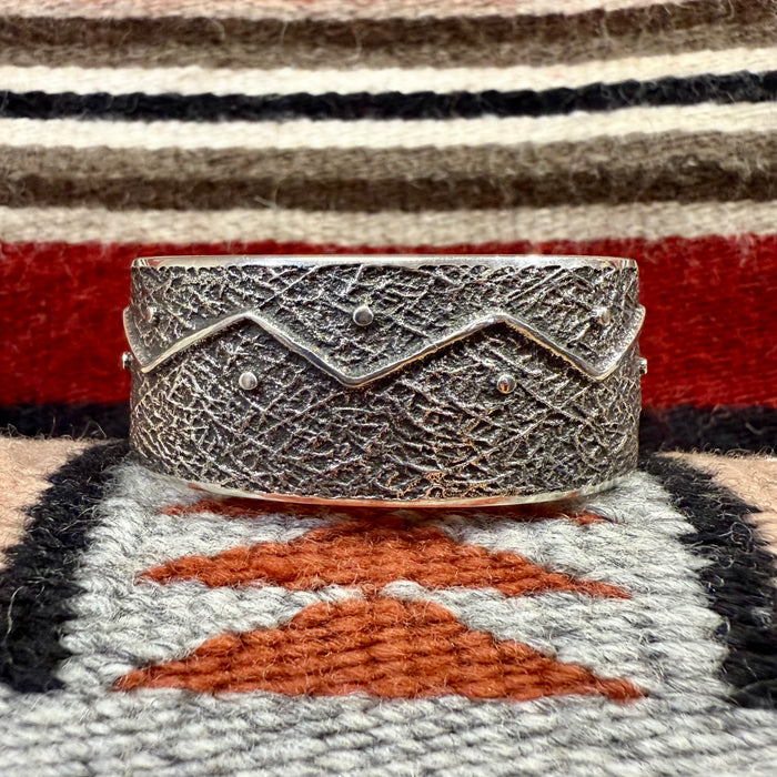 Tufa Cast Silver Navajo Cuff, by Gary Custer