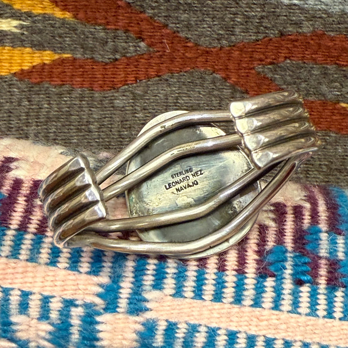 Kingman Turquoise and Silver Bracelet, by Leonard Nez