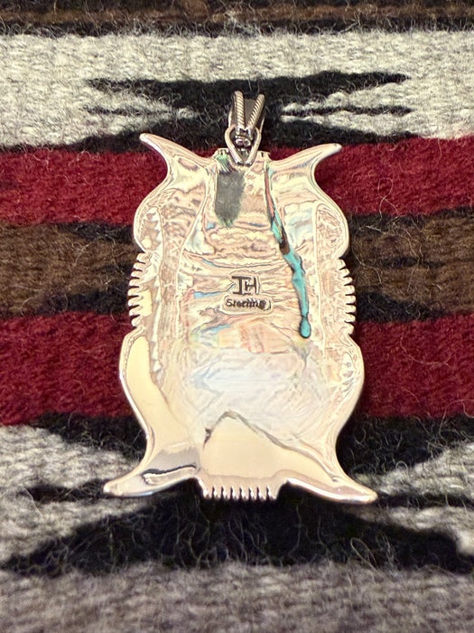 Bisbee Turquoise and Silver Navajo Pendant, by Ivan Howard