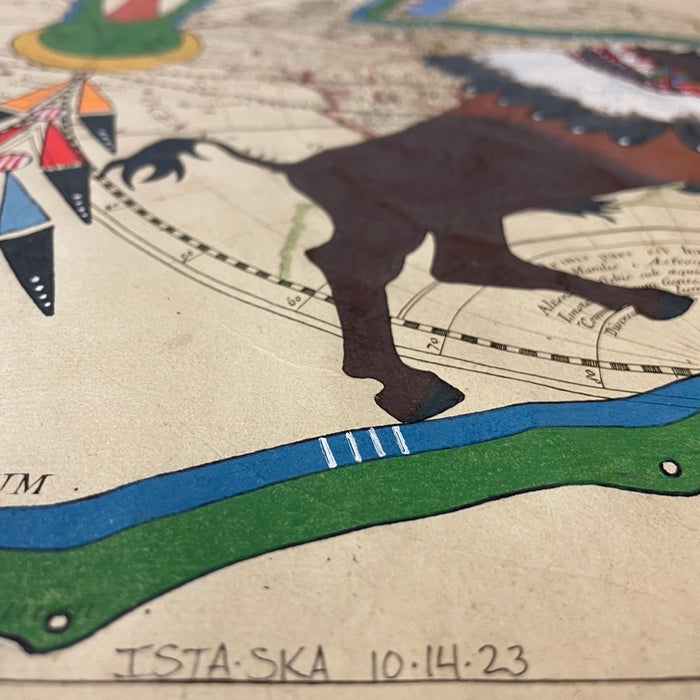 Buffalo Bull Chief, 1657 World Map, by Travis Blackbird