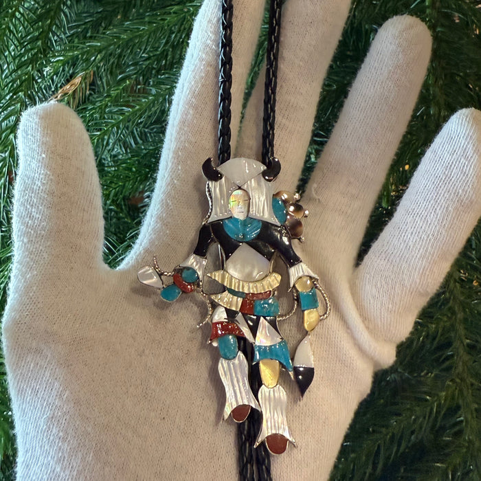 White Buffalo Dancer Bolo Tie, by Jonathan Beyuka