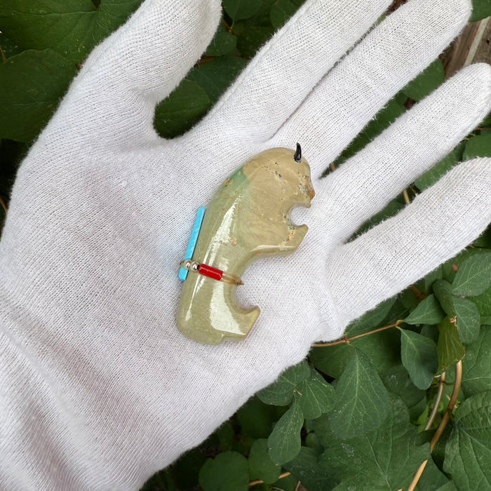 Turquoise Buffalo Zuni Fetish, by Todd Westika