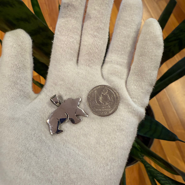 Little Bear Hopi Silver Pendant, by Kana Honanie