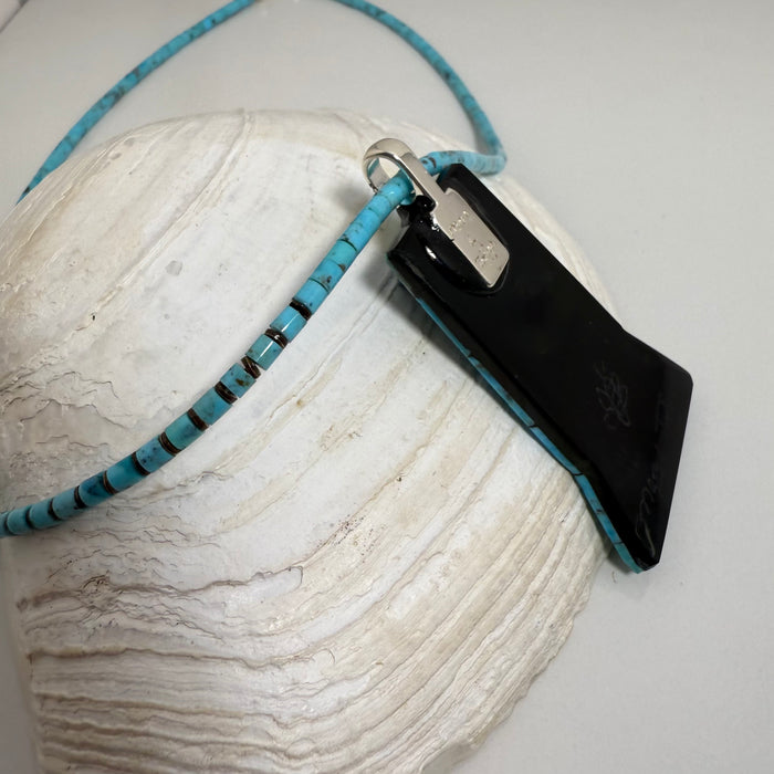 Orbital Mosaic Inlay Necklace, by Mary Louise Tafoya