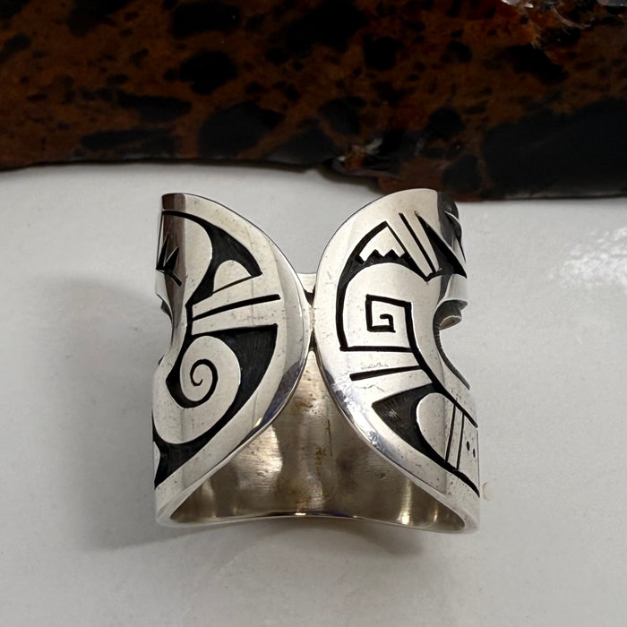 Snake Silver Overlay Ring, by Berra Tawahongva