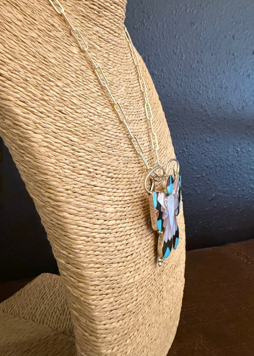 Zuni Inlay Butterfly Brooch or Pendant, by Allison Dishta