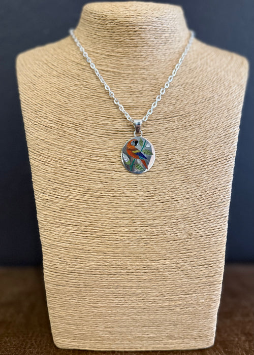 Parrot Zuni Inlay Pendant, by Ruddell Laconsello