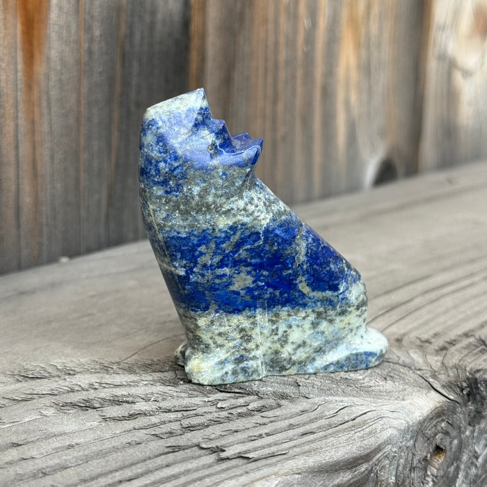 Blue Lapis Howling Coyote Fetish, by Todd Westika