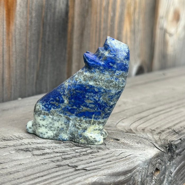 Blue Lapis Howling Coyote Fetish, by Todd Westika