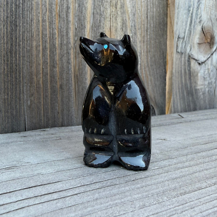 Black Marble Standing Bear Fetish, by Calvert Bowannie