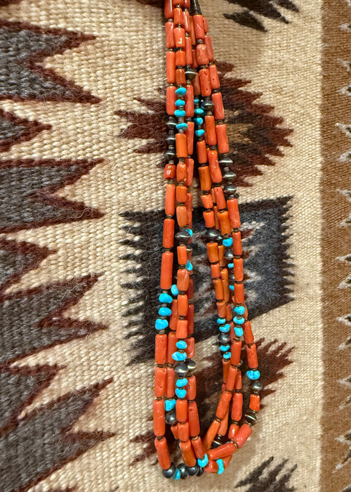 Natural Coral Turquoise Necklace, by Marie Lee