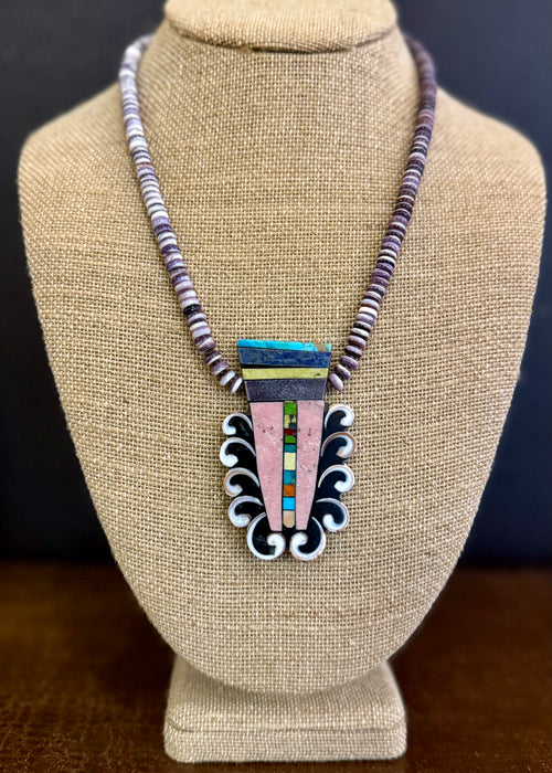 Mosaic Splash Down Inlay Necklace, by Mary L. Tafoya
