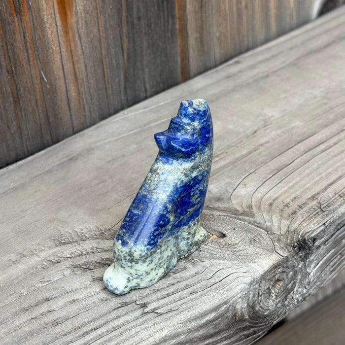 Blue Lapis Howling Coyote Fetish, by Todd Westika