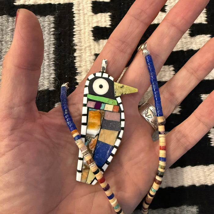 Hummingbird on Heishi Necklace, by Mary L. Tafoya