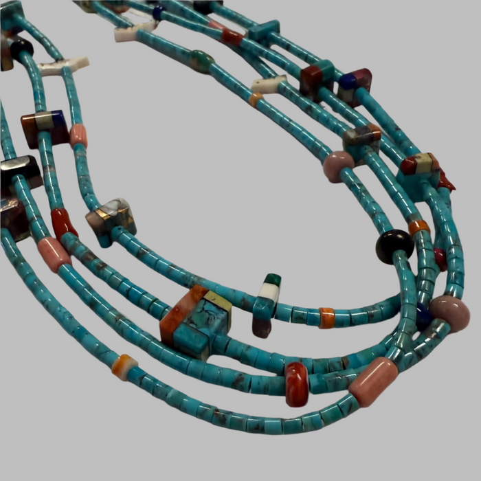 Heishi and Mosaic Inlay Treasure Necklace, by Mary L. Tafoya