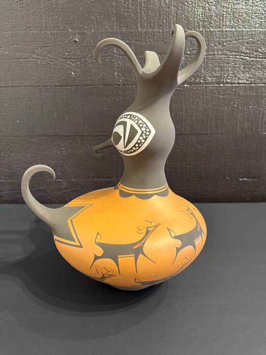 Zuni Duck Black on Redware Pottery Sculpture, by Anderson Peynetsa