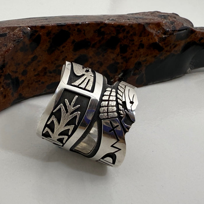 Snake Silver Overlay Ring, by Berra Tawahongva