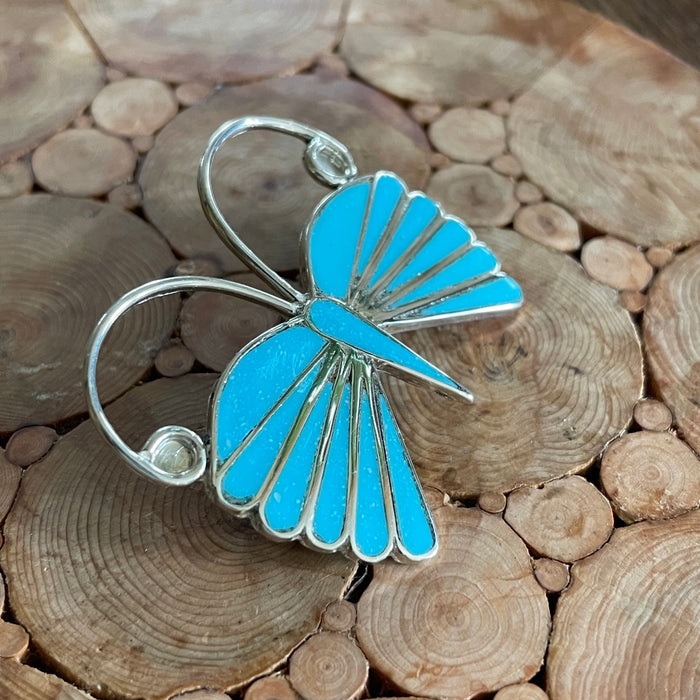 Zuni Turquoise Inlay Butterfly Brooch or Pendant, by Emma Edaakie