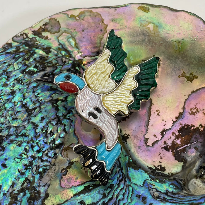 Zuni Inlay Hummingbird Pendant or Brooch, by Tamara Pinto