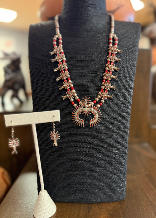 Needle Point Coral Necklace Set, by Virginia and Norman Hooee and Family