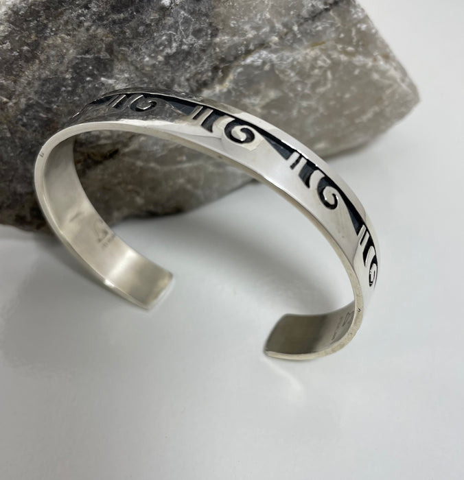 Hopi Silver Water Symbols Bracelet, by Steward Dacawyma