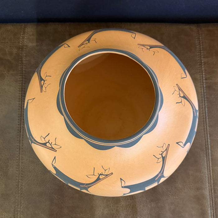 Black on Redware Deer Zuni Pot, by Anderson Peynetsa
