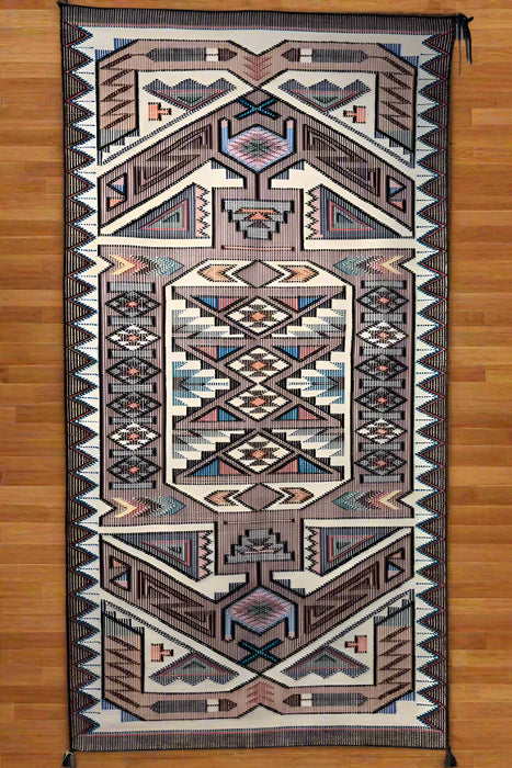 Raised Outline with Burntwater Colors Navajo Rug, by Marie Yazzie