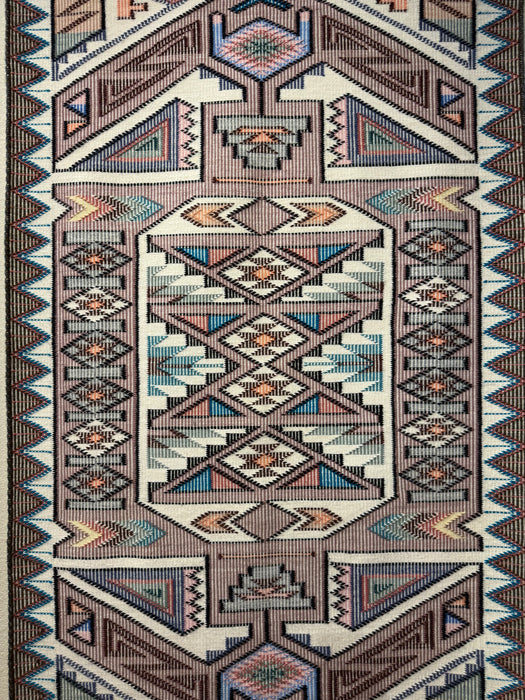 Raised Outline with Burntwater Colors Navajo Rug, by Marie Yazzie