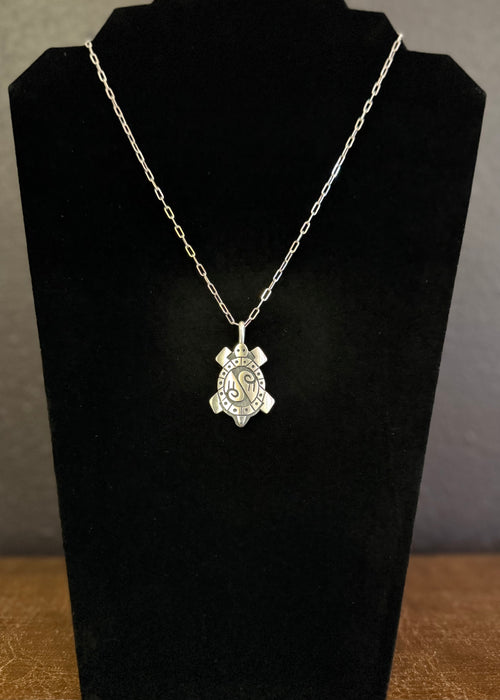 Balanced Turtle Hopi Silver Pendant, by Riley Polequaptewa