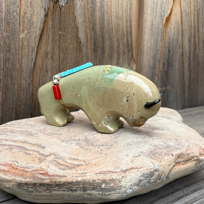 Turquoise Buffalo Zuni Fetish, by Todd Westika