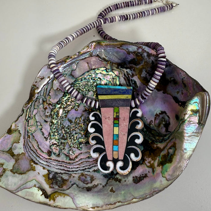 Mosaic Splash Down Inlay Necklace, by Mary L. Tafoya