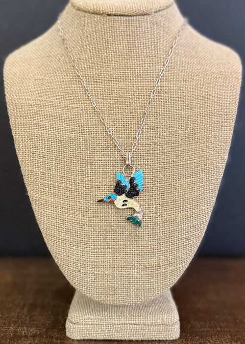 Zuni Inlay Hummingbird Pendant, by Tamara Pinto