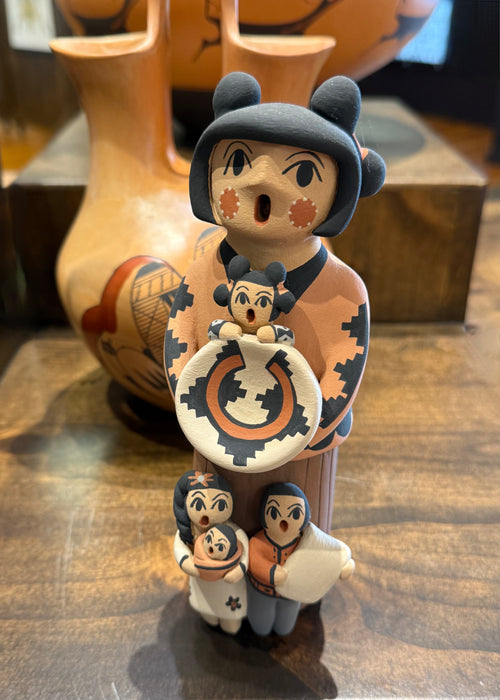 Standing Jemez Pueblo Storyteller Clay Doll, by Chrislyn Fragua