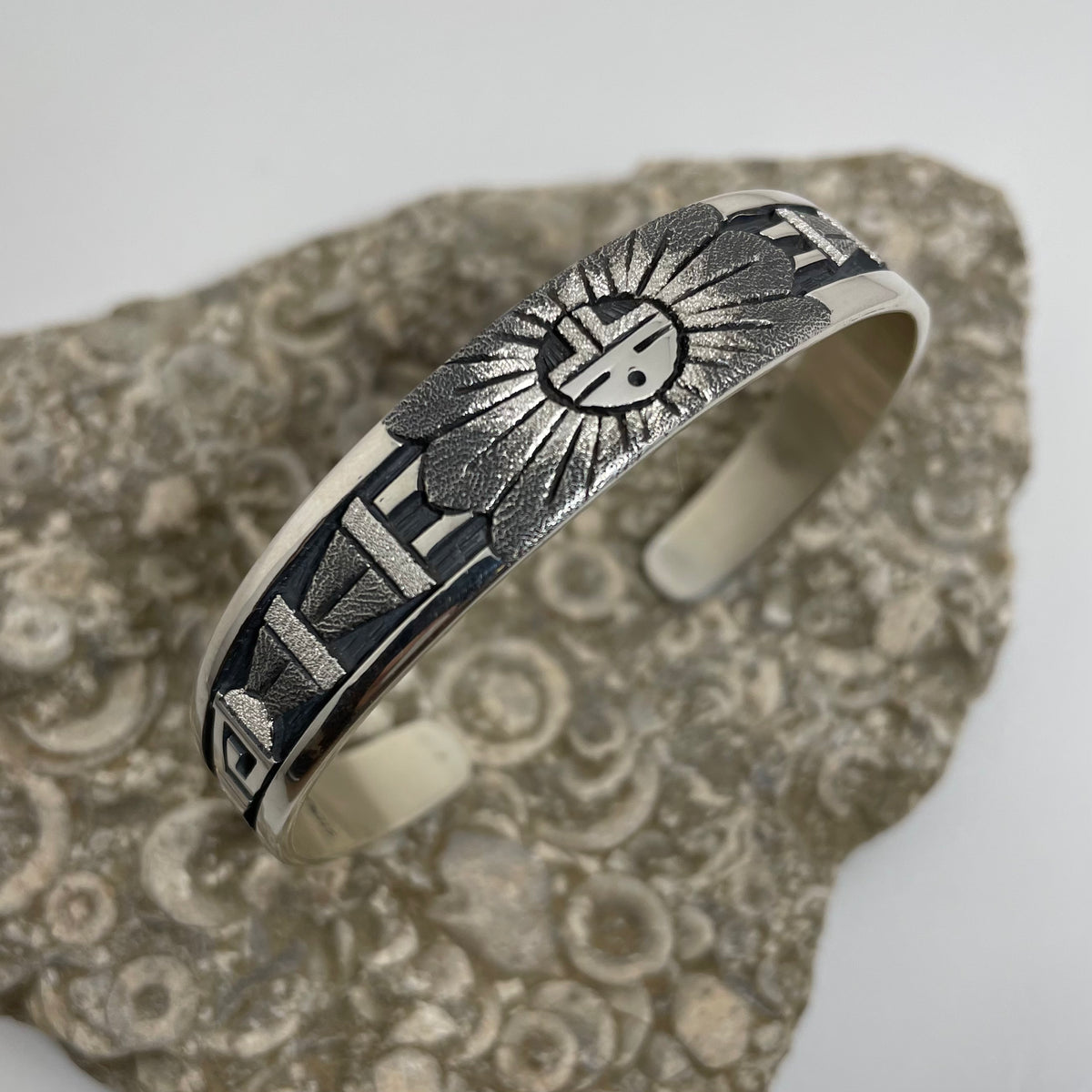 Hopi Silver Sun Face Bracelet, by Ronald Wadsworth– Raven Makes