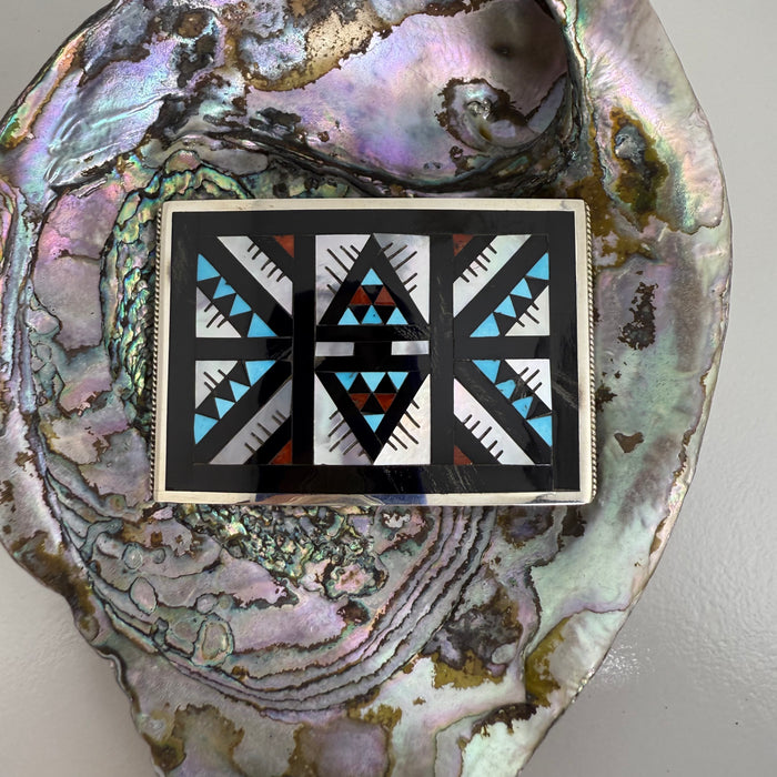Zuni Inlay Belt Buckle, by Leander and Lisa Othole