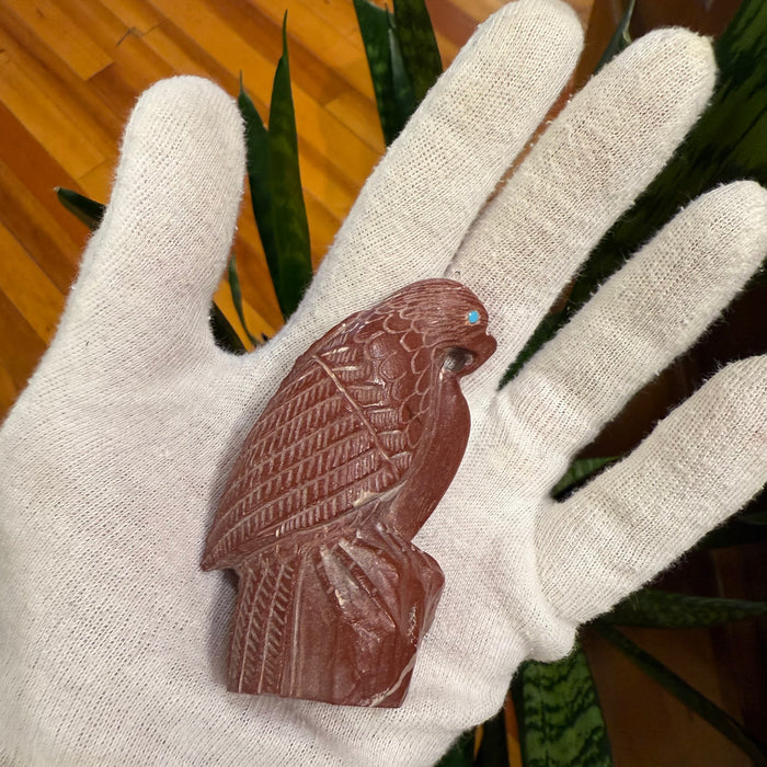 Zuni Eagle Fetish Carving, by Derrick Kaamasee